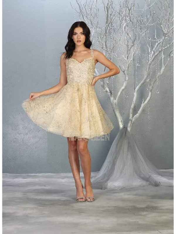 May Queen - MQ1753 Appliqued Sweetheart Cocktail Dress