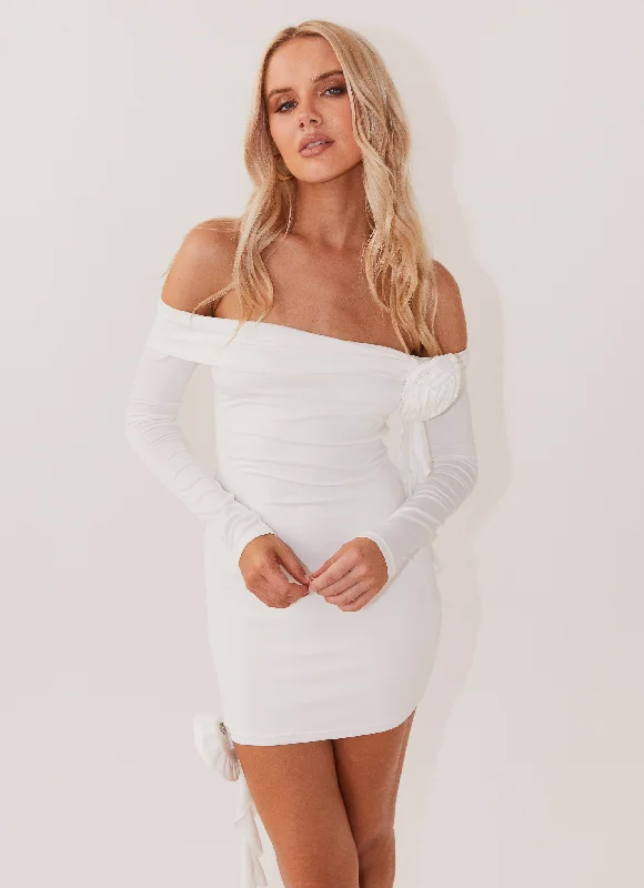 High Neck Vintage Mini Dresses-Cecilia Rose Mini Dress - White