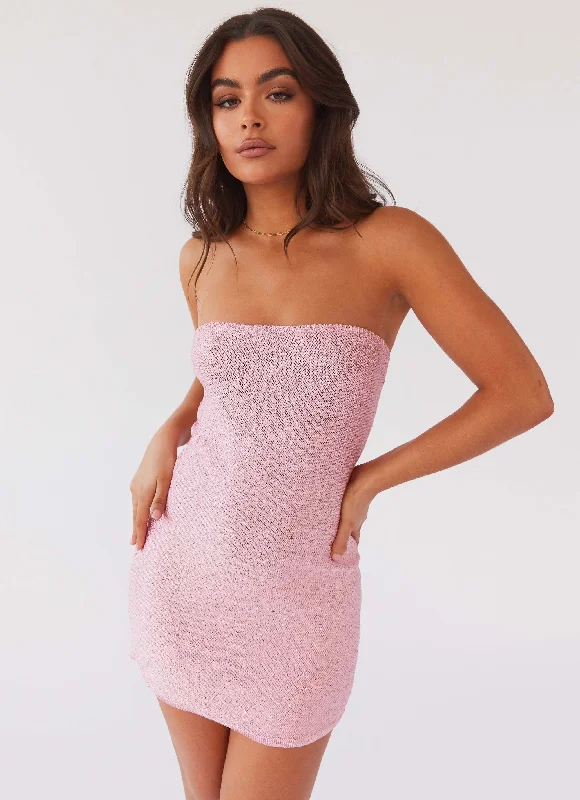 Maternity Pink Mini Dresses-Dance The Night Tube Knit Mini Dress - Pink Dusk