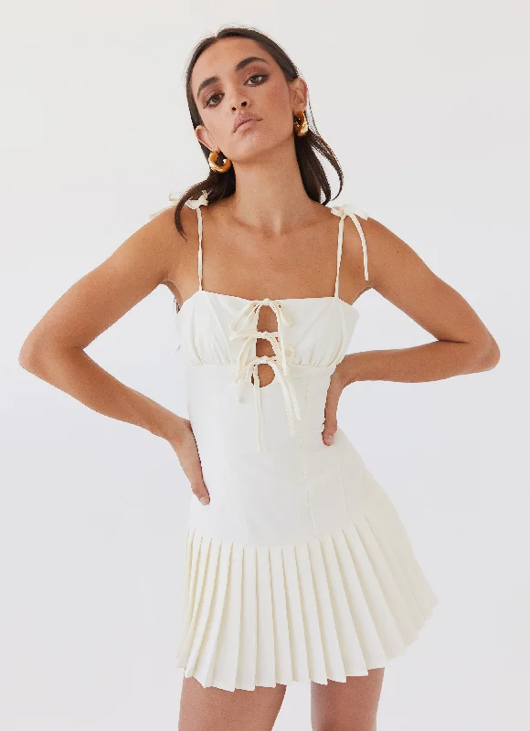 Denim Beach Mini Dresses-Love Seeker Corset Mini Dress - Ivory