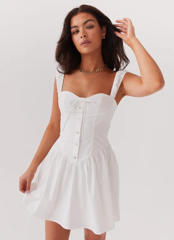 Mesh Club Mini Dresses-Rebel Heart Corset Dress - White