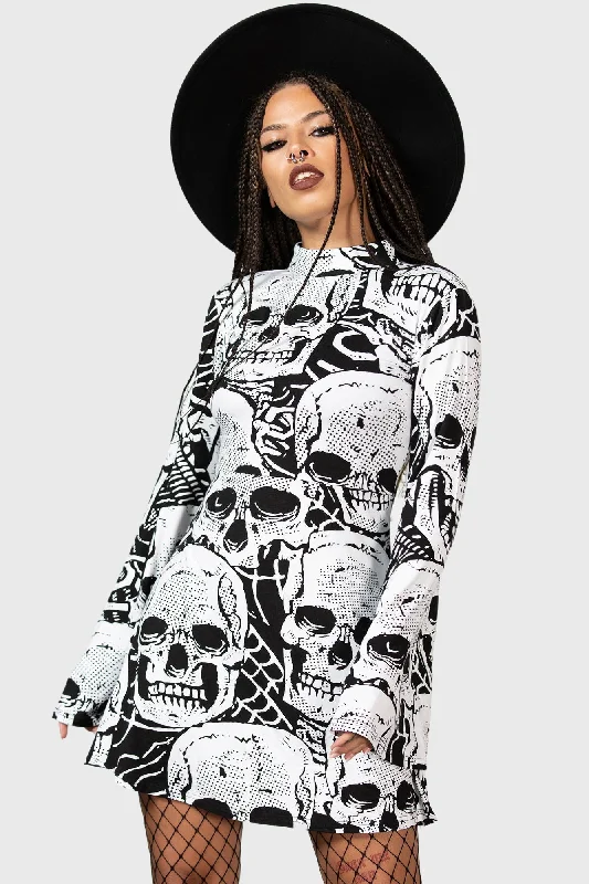 Women Winter Mini Dresses-Skeleton Season Mini Dress