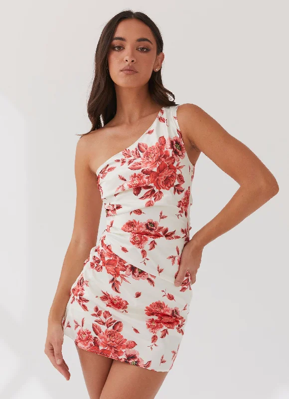 Floral Club Mini Dresses-Sovere Satin Mini Dress - Rosa Floria