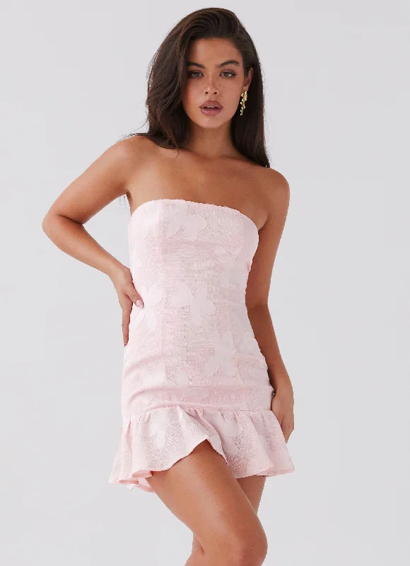 Satin Beach Mini Dresses-Young Heart Mini Dress - Pink Petal